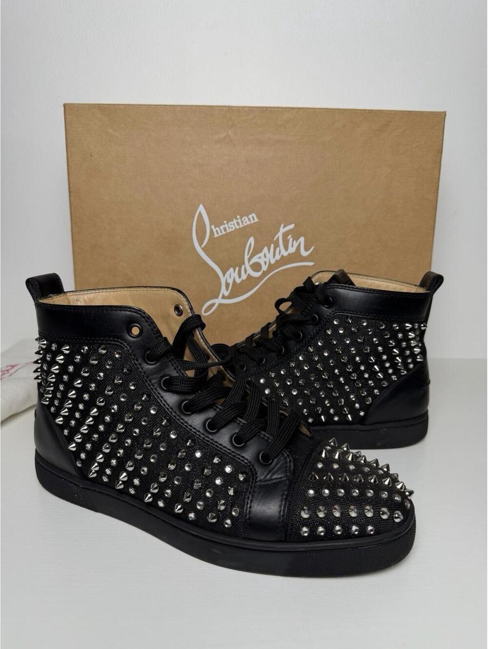 Christian Louboutin Louis High Top Black Crystal Spikes